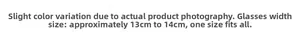 Size details of the LED glasses showing 13-14 cm width and universal free size fit