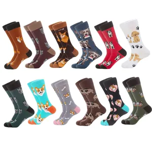 Vue détaillée de 12 paires de chaussettes en coton avec divers motifs de chiens mignons