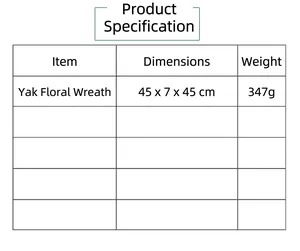 Size information chart for Highland Cow floral wreath showing 45x7x45cm dimensions