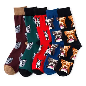 Lot de 5 paires de chaussettes en coton aux motifs de chiens colorés en plusieurs tons
