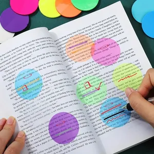Aesthetic Transparent Round Sticky Notes Waterproof PET Index Tabs Translucent Writable Labels For Book Office School Supplies