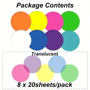 Close-up of multicolor round waterproof index stickers with 160 translucent and solid sheets