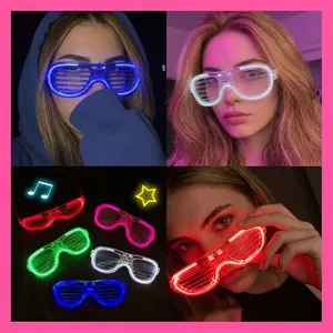 LED Glowing Shutter Glasses Heart Square Party Favors Neon Light Up Eyewear For Nightclubs Music Festivals Rave Party Night Decoration