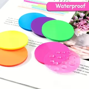Waterproof colorful round transparent index tabs and aesthetic bookmark sticky notes for school