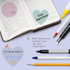 Testing pen smudge resistance and ink penetration on transparent index stickers