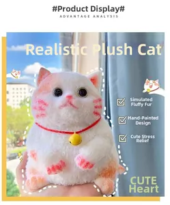 Macro detail of squishy cat toy with realistic faux fur texture and a cute bell collar