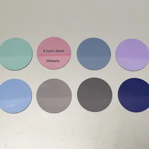 Macro detail of 4.1cm round Morandi index stickers in eight matte waterproof colors