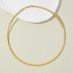 Collier Ras de Cou Minimaliste en Acier Inoxydable Chaîne en Os de Serpent pour Femme Or Argent Or Rose Plat Poli Bijoux Géométriques