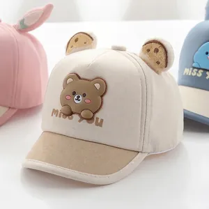 Adjustable Baby Cotton Baseball Cap With 3D Ears Cartoon Animal Sunshade Hat For 6-18 Months Toddler Boys Girls Outdoor Accessory