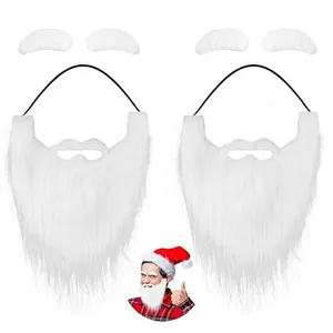Detail of synthetic fiber Santa Claus beard and eyebrows set with elastic straps