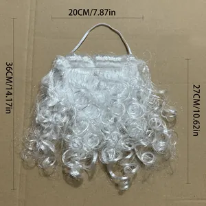 Detailed size specifications for curly white Santa beard with 36cm height and elastic band