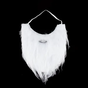 Detail of white Santa beard prop with elastic band and mouth opening for Christmas party
