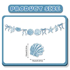 Ocean theme banner with blue shells and bow ties for birthday and wedding party decor