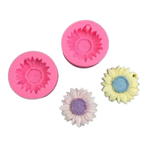 Sunflower silicone mold set for chocolate and DIY crafts with finished flower samples