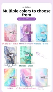 Collection of eight A5 marble and starry sky notebooks with secure 3-digit combination locks