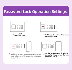 Instructional guide for setting and resetting the code on an A5 marble diary lock