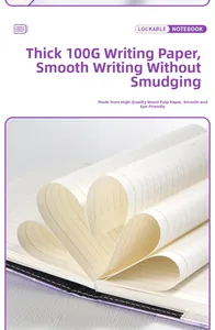 Detail showing smooth 100g thickened premium wood pulp paper for lockable notebooks