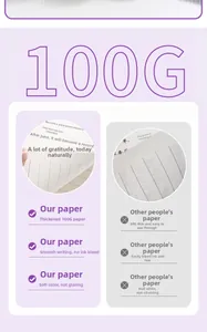 Detail of premium 100g thick paper vs 80g showing smooth writing and eye-protection color