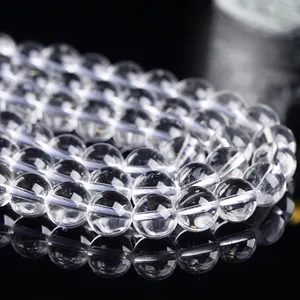 Clear Quartz Beads Round Faceted Frosted Transparent Crystal For DIY Jewelry Making Bracelets Necklaces