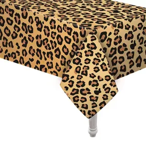 Classic leopard print PEVA tablecloth with dense animal pattern for outdoor party picnics
