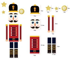 Detailed dimensions of Nutcracker cartoon fridge magnets for Christmas home decoration