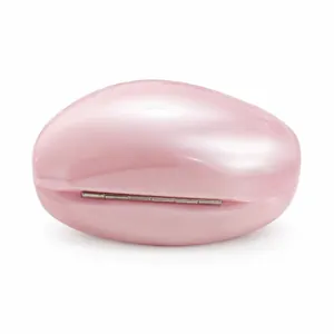 Elegant pearlescent pink heart-shaped acrylic clutch bag with metallic hinges