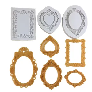 Vintage heart and oval frame silicone mold for resin casting and cake decoration