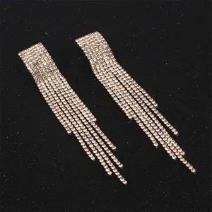 Elegant silver tassel dangle earrings with sparkling crystals for a sophisticated look