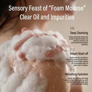 Deep cleansing cleansing foam mousse with dense white bubbles for gentle skin care