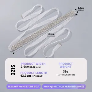 Sparkling crystal bridal belt with 2.6cm width rhinestone trim for wedding dress