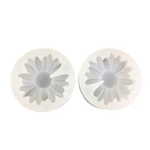 Two-piece set of white silicone daisy flower molds for DIY jewelry and resin crafts