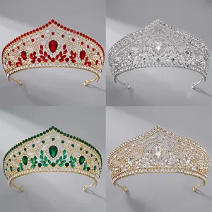 Detailed grid showing four luxury rhinestone crowns in gold, silver, emerald, and ruby colors