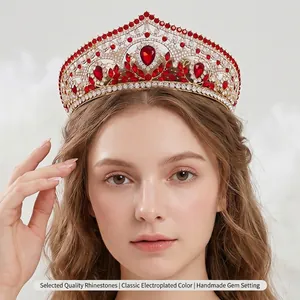 Alloy Rhinestone Bridal Crown Tiara Sparkly Water Droplet Crystal Headpiece For Wedding Birthday Party Women