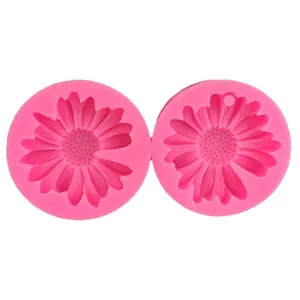 Pink daisy sunflower silicone mold set for DIY resin crafts and keychain making