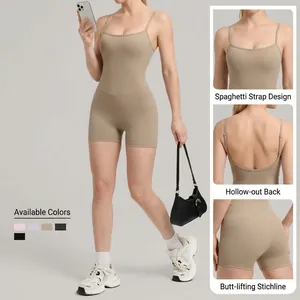 Combinaison de yoga dos nu pour femme avec bretelles réglables et effet sculptant fessier