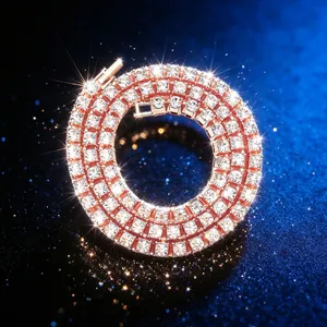 Tennis Necklace Iced Out Hip Hop Alloy Rhinestone Simple Men Jewelry Accessory Geometric Sparkling