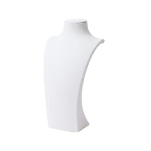 White mannequin bust jewelry stand with premium matte texture for necklace display
