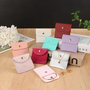 Multicolor velvet jewelry pouches with snap buttons for rings and bracelets