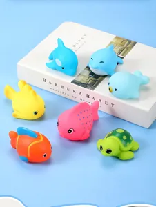 Set of 6 colorful soft marine animal bath toys including dolphin and turtle for toddlers