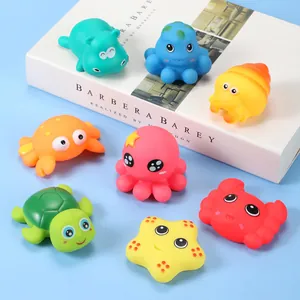 Set of 7 colorful ocean animal bath toys including starfish and dolphin for baby play