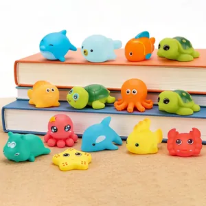 Baby Bath Toys Marine Animal Soft Vinyl Rubber Squeaky Floating Water Play Toys For Toddlers Infants Children