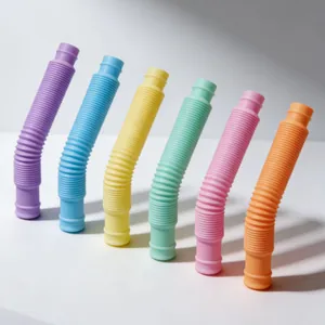 Set of six colorful 19mm pop tubes sensory toys for stress relief and creative building