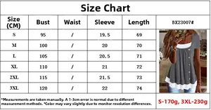 Detailed size chart for women loose short sleeve top with bust and length in cm