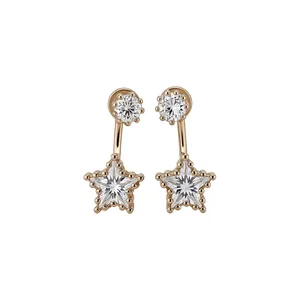 Eleganti orecchini placcati in oro con pietre di zircone tonde e a stella scintillanti.