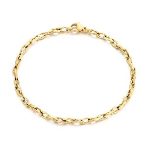 Minimalistisches Herrenarmband aus goldenem Edelstahl mit unregelmäßigen Gliedern