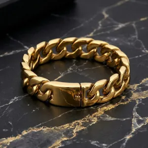 Men Cuban Link Bracelet 316L Stainless Steel Heavy Metal Hip Hop Streetwear Punk Style Jewelry