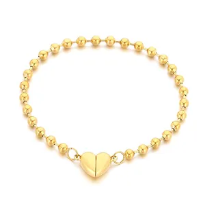Elegante bracciale tennis in acciaio inossidabile dorato con chiusura magnetica a cuore