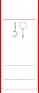 Detail specifications of S925 silver crescent moon earrings with moissanite accents