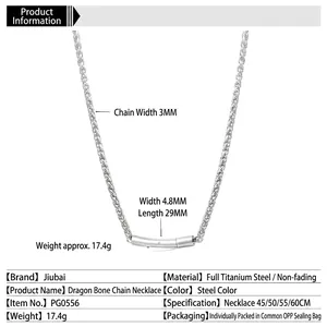 Polished titanium steel keel chain necklace with cylindrical pendant for men and women