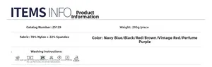 Detailed fabric chart for flared yoga pants showing 78% nylon and 22% spandex blend